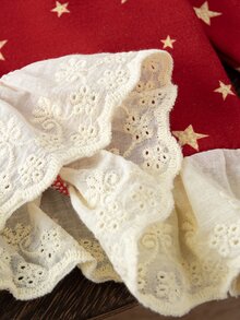 SHEIN 女嬰時尚刺繡荷葉邊印花衛衣 秋季 - 紅色 - 查看 8