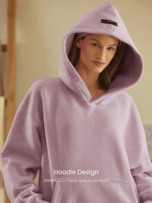GLOWMODE Heavyweight Fleece Oversized Sweatshirt Pocket Thick Thermal Warm Winter Valentine's Day - Dusty Pink - View 5