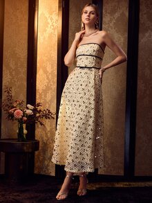 MOTF Soiréza FASHIONABLE SLIMMING WAIST-CINCHED HIGH-END SEQUIN WOMEN'S DRESS - Apricot - View 8