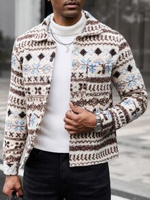 Manfinity CasualCool Men's Thick Wool Blend Long Sleeve Jacket, Winter - Multicolor - View 3