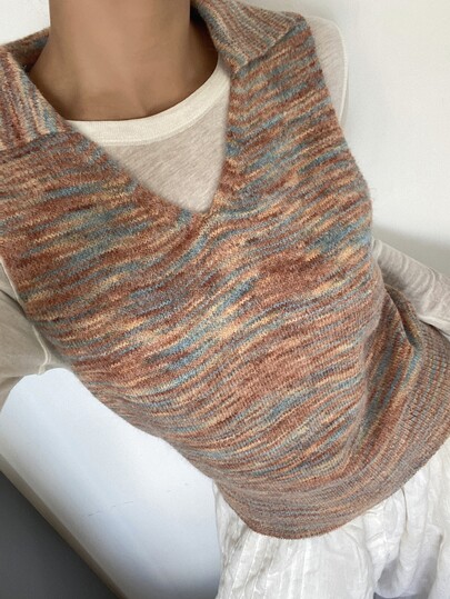 Livesso Gilet tricoté dégradé décontracté pour femmes automne/hiver