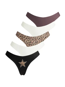 AltBold 5pcs Seamless Panties & Seamless Thongs - Multicolor - View 1