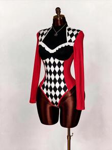 Amplova Women's Small High Neck Long Sleeve Fitted Bodysuit, Suitable For Autumn/Winter And Summer - Multicolor - View 5