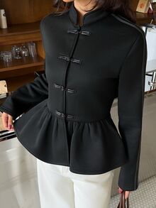 Aloruh Women Coats,Autumn,Winter - Black - View 7