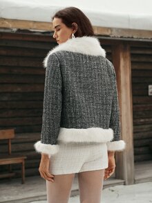 MOTF PREMIUM 2026 NEW FASHION WOMEN'S PATCHWORK FUR COLLAR WINTER COAT - Black - View 3