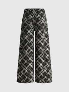 ROMWE Grunge Punk Plaid Poker Card Print Punk Wide Leg Women's Jeans - Black - View 2