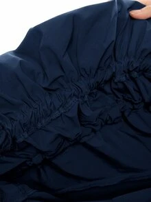 LYSMO 女款純色長袖荷葉邊抽繩設計休閒夾克，適合辦公、外出、夜生活、秋季街頭穿搭 - 藏蓝色 - 查看 8