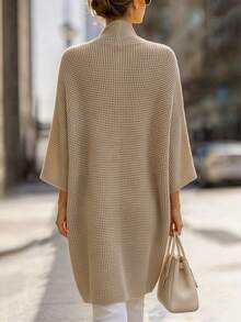 RosyDaze Women's Solid Color Casual Versatile Daily Wear Open Front Cardigan Sweater - Khaki - View 2