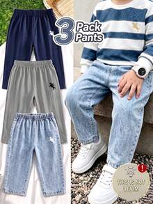 Young Boys 3 Packs Only Pants Horse Graphic Non-Denim Print Sweatpants Multipack Set - Multicolor - View 1