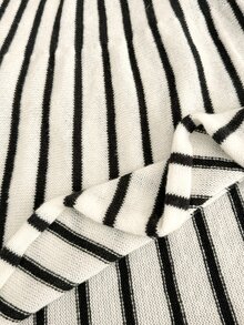 Elaquor Plus Size Women's Colorblock Casual Everyday Knit Dress - Black and White - View 8
