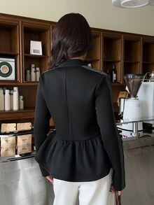 Aloruh Women Coats,Autumn,Winter - Black - View 2