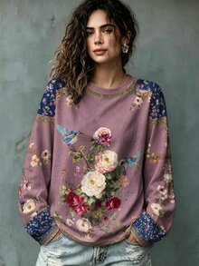 SHEIN LUNE Áo thun tay dài họa tiết jacquard phong cách thường ngày đa năng cho mùa thu, size lớn - Nhiều màu - Xem 3