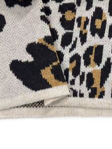 SHEIN Gaun Rajut Tanpa Lengan Leher Tinggi Motif Leopard Vintage - MultiWarna - View 7