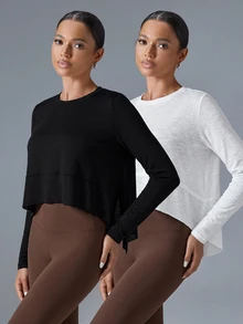 VARSIVA 2PCS Women Sports Tees & Tanks - Black and White - View 6