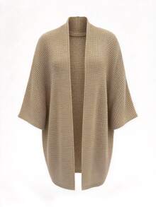 RosyDaze Women's Solid Color Casual Versatile Daily Wear Open Front Cardigan Sweater - Khaki - View 4