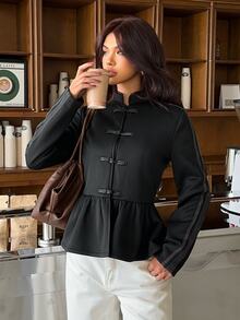 Aloruh Women Coats,Autumn,Winter - Black - View 5