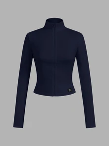 SHEIN EZwear 2件裝黑白配色針織拉鍊長袖女款T恤 - 彩色 - 查看 9