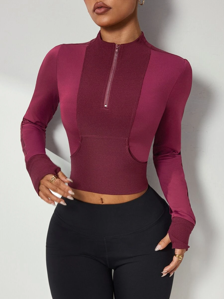 Slayform Slayform Women's Colorblock Casual Daily Travel Sports T-Shirt - Red Violet - View 1