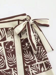Swim Oasis Đồ bơi một mảnh cúp ngực in họa tiết cao cấp kèm chân váy maxi lưới buộc dây hai bên - Nhiều màu - Xem 7