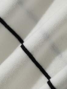 DAZY Loose Asymmetrical Shoulder Striped Top Casual Daily Vacation Spring Autumn Maternity T-Shirt - White - View 8