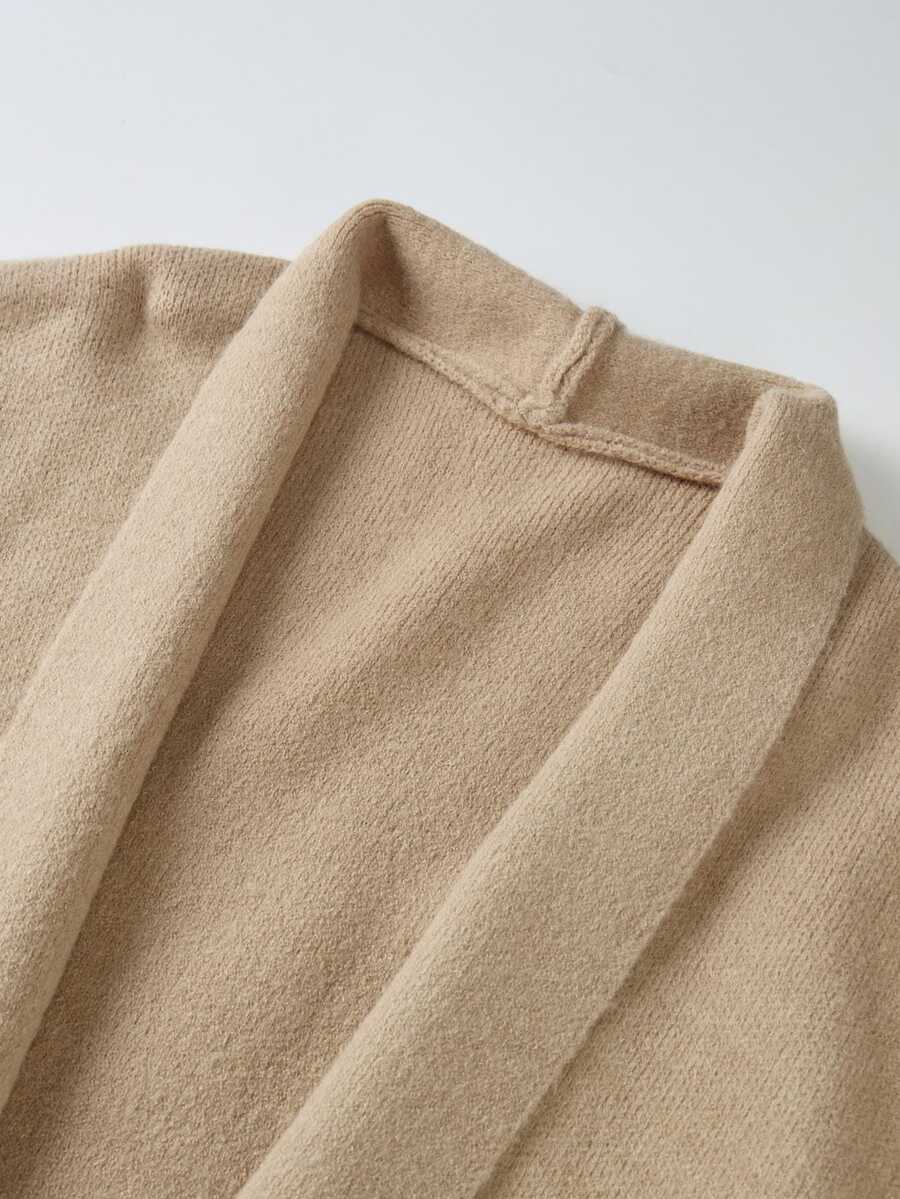 Balvessa Women's Solid Color Casual Versatile Daily Wear Cardigan - Khaki - View 1