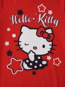 HELLO KITTY AND FRIENDS | SHEIN Young Girl Letter Cartoon Print Casual Daily Summer Dress - Multicolor - View 5
