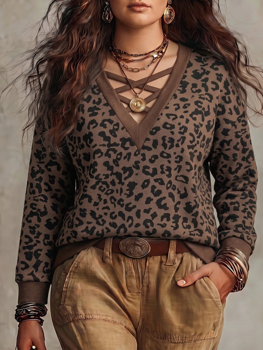 SHEIN LUNE كنزة رياضية كاجوال بألوان متباينة للنساء مقاس كبير، خريف/شتاء - متعدد الألوان - مشاهدة 1