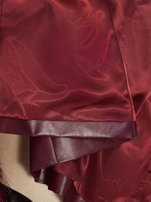 SHEIN ICON Women's Plus Size Faux Fur Patchwork Red Leather Jacket - Red - View 9
