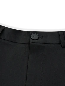 Manfinity AFTRDRK 男士奢華派對水鑽腰部雙扣西裝外套與長褲套裝，完美的節日禮物選擇 - 黑色 - 查看 6