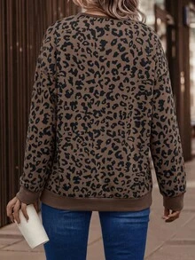 SHEIN LUNE كنزة رياضية كاجوال بألوان متباينة للنساء مقاس كبير، خريف/شتاء - متعدد الألوان - مشاهدة 2