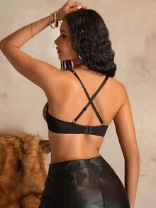Bare Chapter 1pc Cross Back Push-Up Comfortable Underwire Sexy Animal Print Bra - Multicolor - View 2