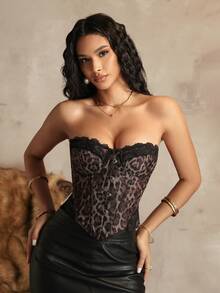 Bare Chapter 1pc Women's Lace Patchwork Shaping Top - Multicolor - View 5