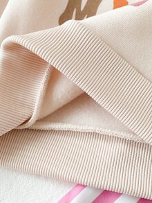 SHEIN 2件組女嬰可愛「MAMA'S GIRL」字母花朵印花套頭上衣搭配粉色條紋長褲休閒套裝 秋冬款 - 粉色 - 查看 6