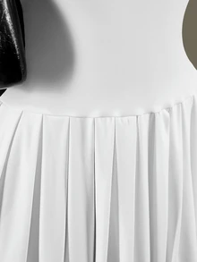 Amplova Women's Striped Colorblock Pleated Dress And Shorts Sportswear Set - White - View 8