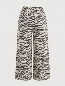 SHEIN MOD 大尺碼豹紋休閒牛仔褲 - 彩色 - 查看 2