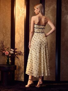 MOTF Soiréza FASHIONABLE SLIMMING WAIST-CINCHED HIGH-END SEQUIN WOMEN'S DRESS - Apricot - View 3