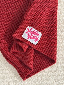 HELLO KITTY AND FRIENDS | SHEIN GraphicGems 女童圓領刺繡針織套頭毛衣，純粉色，可愛甜美休閒簡約百搭，舒適柔軟，適合日常穿著、戶外、上學、玩耍、野餐、旅行 - 紅色 - 查看 5