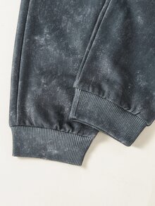 SHEIN Playful Pals 2件組嬰兒男寶寶秋冬套裝，灰色與白色長袖上衣配汽車圖案，純色休閒長褲，適合外出與節日穿著 - 黑色 - 查看 6