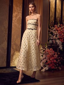 MOTF Soiréza FASHIONABLE SLIMMING WAIST-CINCHED HIGH-END SEQUIN WOMEN'S DRESS - Apricot - View 1