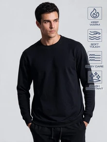 TekDrob Classic Crew Neck Sweatshirt With Soft Touch And Keep Warm Effect - Black - View 1