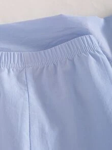 女嬰棉質睡衣套裝，長袖愛心刺繡開襟上衣與長褲，白色與粉色，可愛，婚禮伴娘居家服，9M-3Y 秋冬款 - 淺藍色 - 查看 4