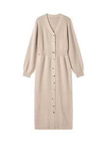 LUMIGAL Women's Colorblock Casual Daily Knit Dress - Apricot - View 4