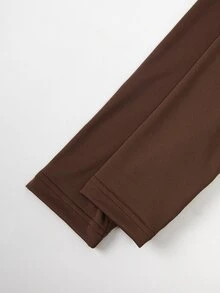 SHEIN 少女粉 3 件套秋季套裝，立領夾克 + 吊帶背心 + 緊身褲，完整日常穿搭，修身不緊繃 - 棕色 - 查看 6