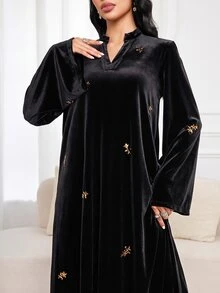 Al Najma Đầm phong cách Ả Rập đính sequin casual dự tiệc cho nữ size lớn - màu đen - Xem 6