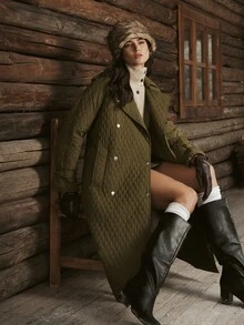 MOTF PREMIUM معطف مبطن نسائي جديد موضة خريف/شتاء 2026 - أخضر عسكري - مشاهدة 8