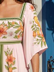 CAJUNI 女款時尚海灘花卉印花洋裝 - 淺粉色 - 查看 5