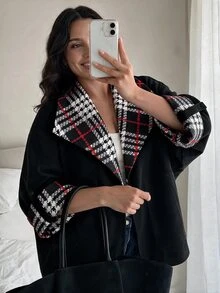 GlowEve CURVE 大尺碼女款休閒時尚復古格紋風衣外套長袖 - 彩色 - 查看 1
