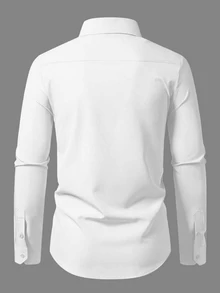 Manfinity Mode Men's Casual Versatile Long Sleeve Shirt, Formal, Old Money - White - View 2