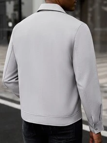 Manfinity CasualCool 男士休閒時尚復古長袖寬鬆大衣，外出必備，送給家人與朋友的完美禮物 - 灰色 - 查看 2