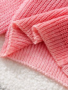 Girls' Soft Knit Sweater, Round Neck, Cute, Commute, Gradient, School, Outdoor, Party, Christmas, Thanksgiving, Halloween, Pullover, Children's Knit Sweater - Pink - View 7